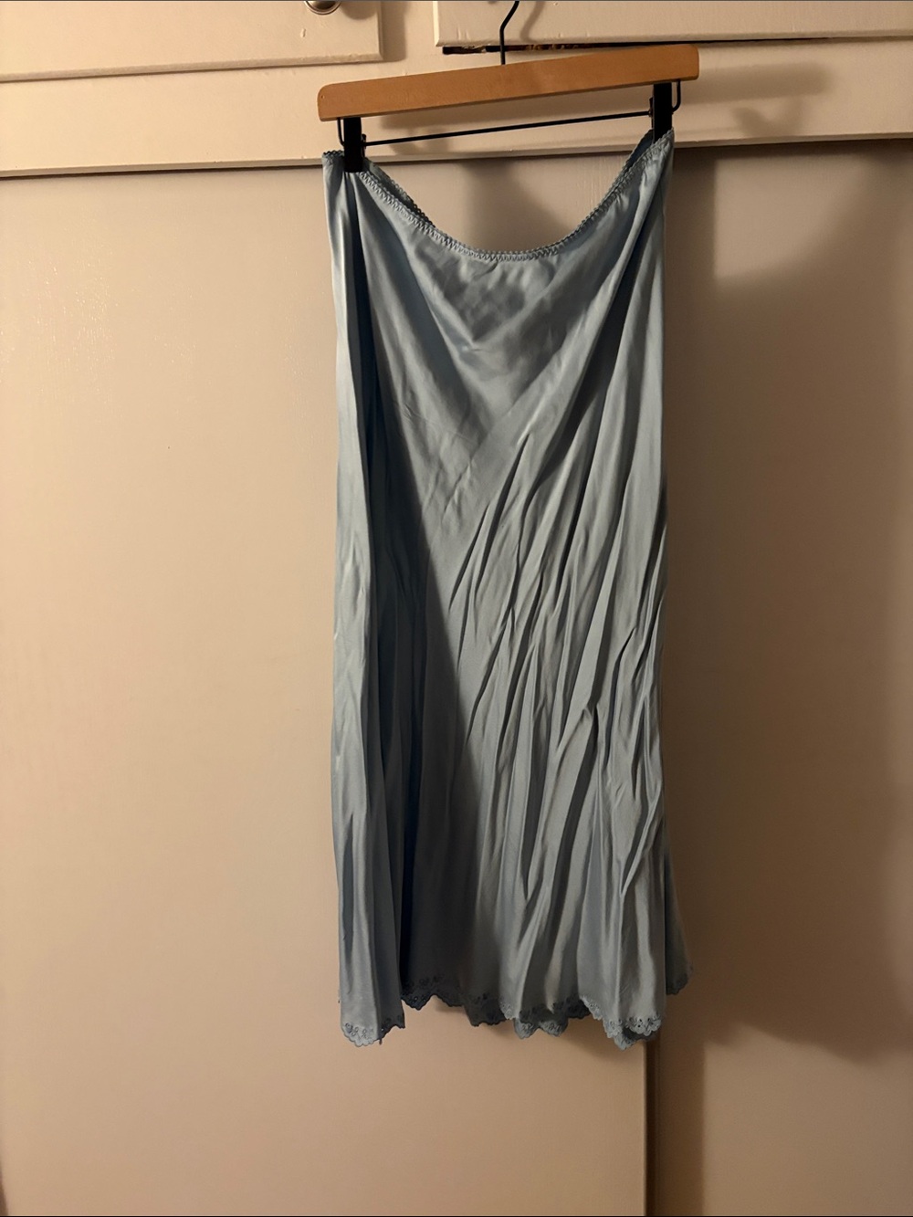 100% Silk Light Blue Doen Slip Skirt